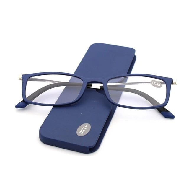 Óculos de Leitura - Porta Celular Redondo/Retangular Mega Indico +1.00 Azul - Retangular 