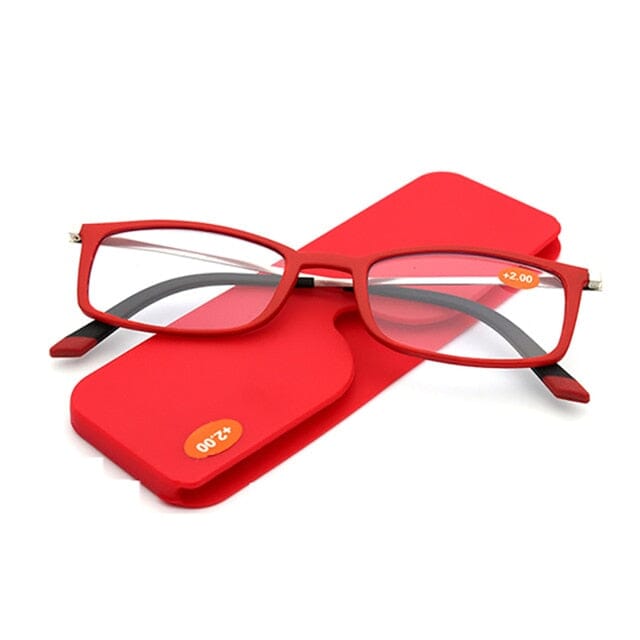 Óculos de Leitura - Porta Celular Redondo/Retangular Mega Indico +1.00 Vermelho - Retangular 
