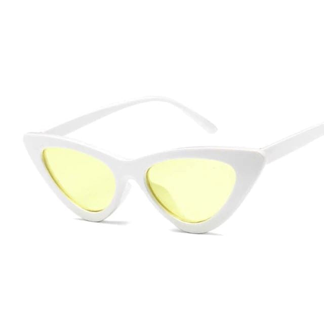 Óculos de Sol Cat Classic Fashion 2022 Feminino Óculos 010 Mega Indico Branco/Amarelo 