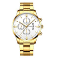 Relógio Masculino Cuena Estilo Inox Fosco Luxo Edition Relógios Masculinos 20 Mega Indico Dourado com Branco 