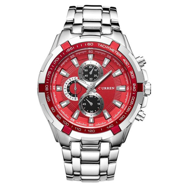 Relógio Outlaus Curren Ultimate Edition Relógios Masculinos 15 Mega Indico prata-vermelho 